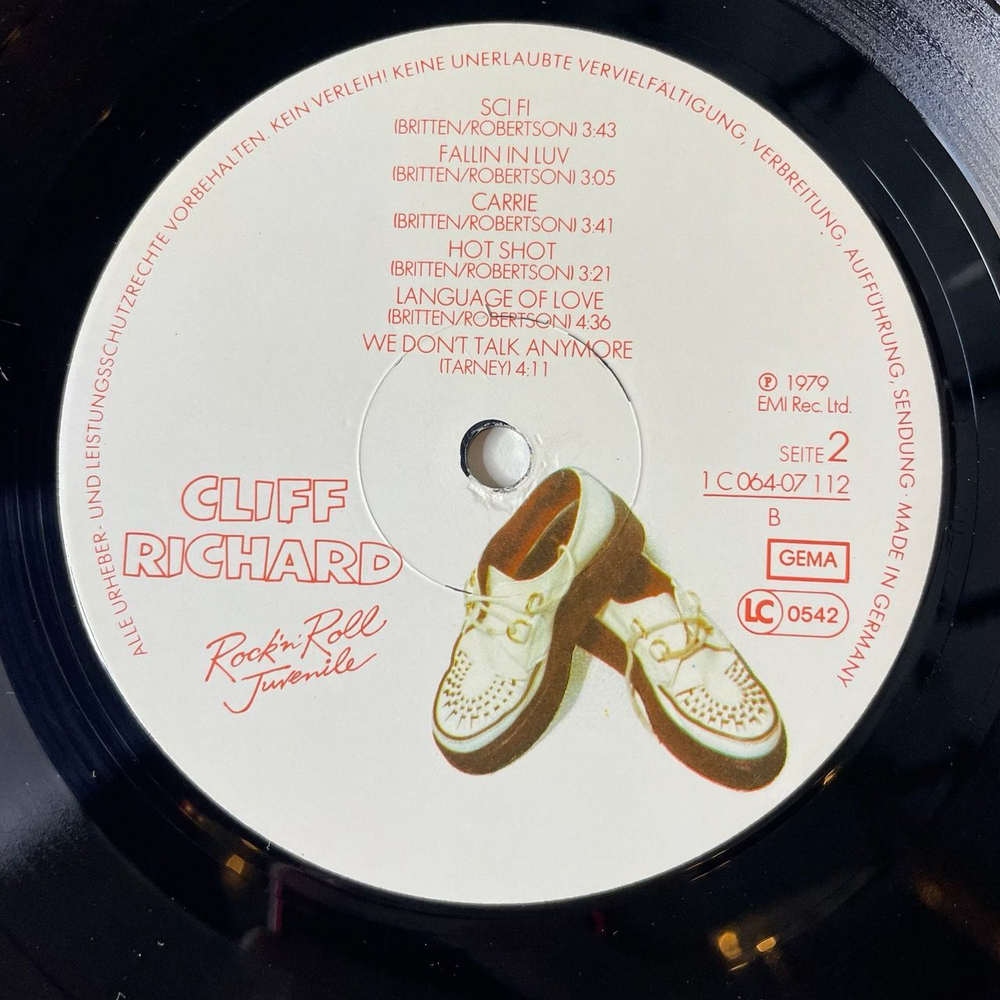 Винтажная виниловая пластинка LP Cliff Richard Rock N Roll Juvenile (Germany 1979)