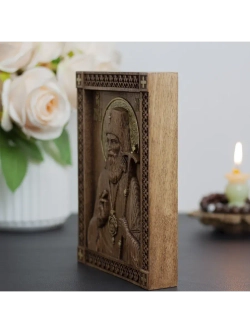 Лука Крымский икона деревянная резная, ясень