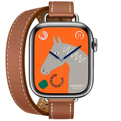 Apple Watch Series 10 Hermes 42 mm Attelage Double Tour Gold (Brown)