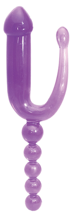 Фиолетовый анальный стимулятор с 3 отростками - 28 см. (Цвет: фиолетовый)