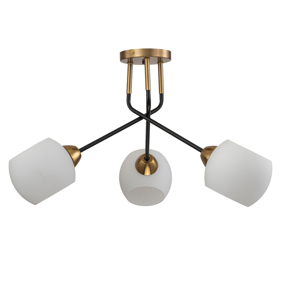 Светильник на штанге 3x40Вт E27,  металл/стекло, медь/черный