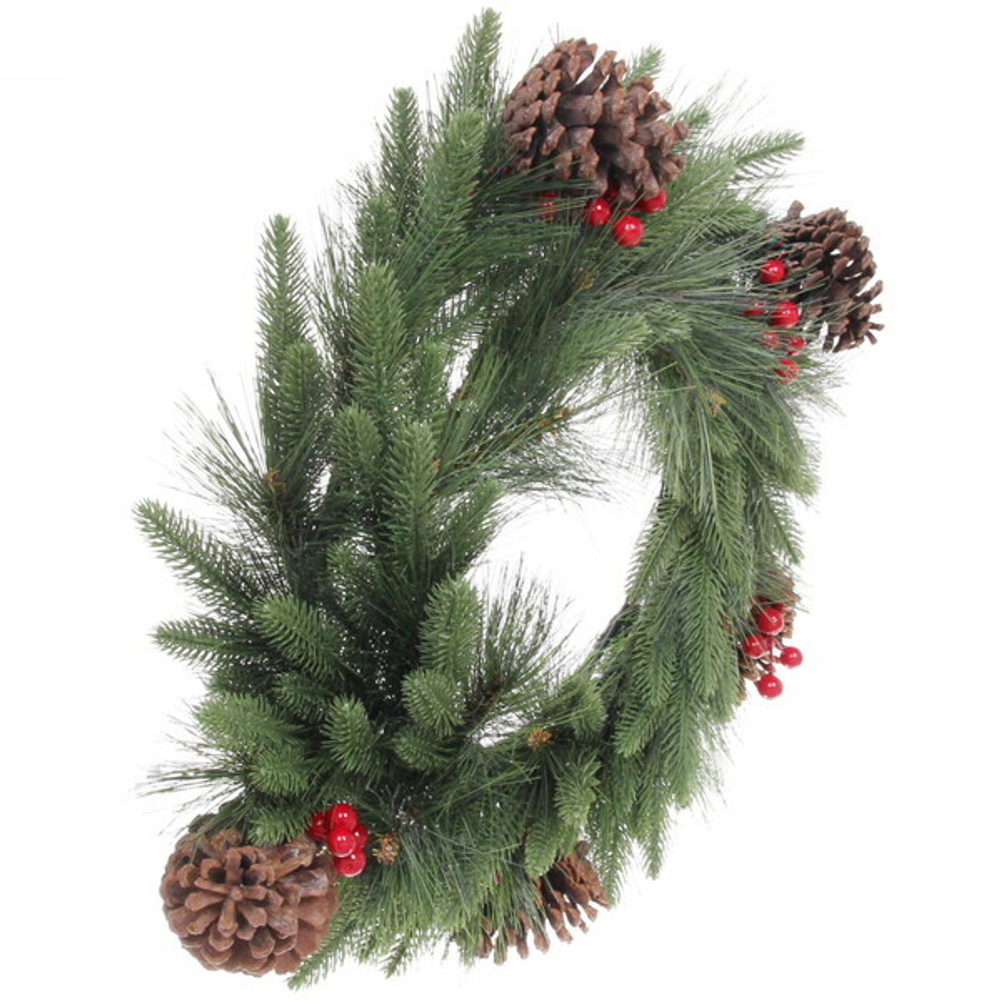 Венок хвойный новогодний «Сказочный этюд» 50 см, леска+резина, шишки, ягоды