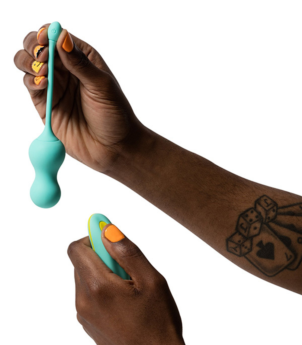 Бирюзовое виброяйцо для G-точки c пультом ДУ Romp Cello Vibrating Egg RP261SG8