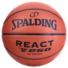 Мяч баск. SPALDING TF-250 React 76967z, р.7, FIBA Approved, композит. кожа (ПУ), коричнево-черный