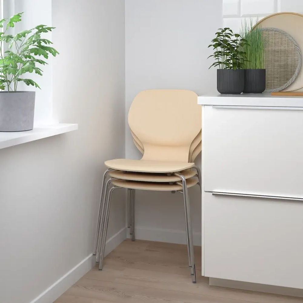 Стул - IKEA SIGTRYGG/SEFAST, 82х52х50 см, бежевый/металлик, ИКЕА