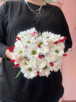 Композиция сердце из хризантем и альстромерий