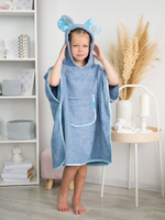 Пончо "ЛАСКОВЫЙ МЫШОНОК" Размер 0,68*0,67 лазурный