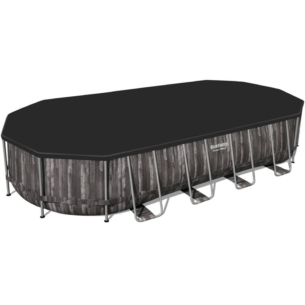 Каркасный бассейн Bestway 5611T Wood style (732х366х122, карт. фильтр, лестница, тент,ChemConnec) Уценка