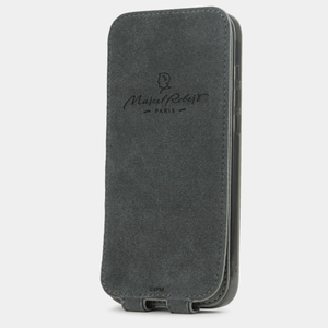 Кожаный чехол для iPhone 16 Pro Max, теленок стального цвета