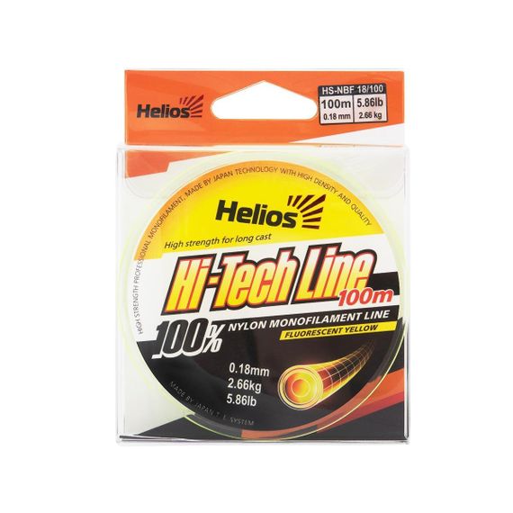 Леска Helios Hi-tech Line Nylon Fluorescent Yellow 0,18mm/100 (HS-NBF 18/100)