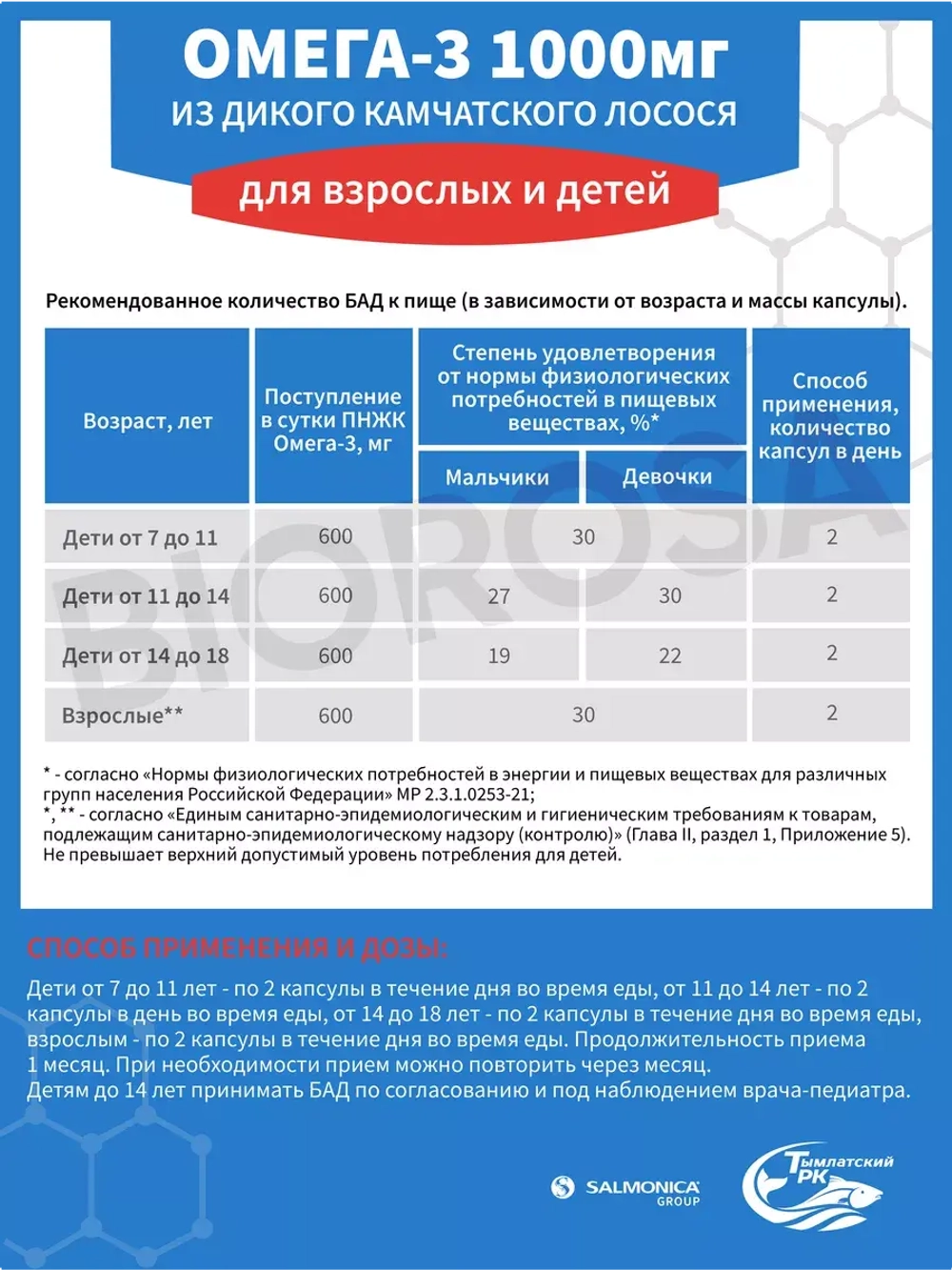 Омега 3 1000мг из дикого камчатского лосося 160 капсул БАД