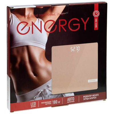 Весы напольные электронные Energy EN-421, стеклянная поверхность, 180кг, цвет бежевый