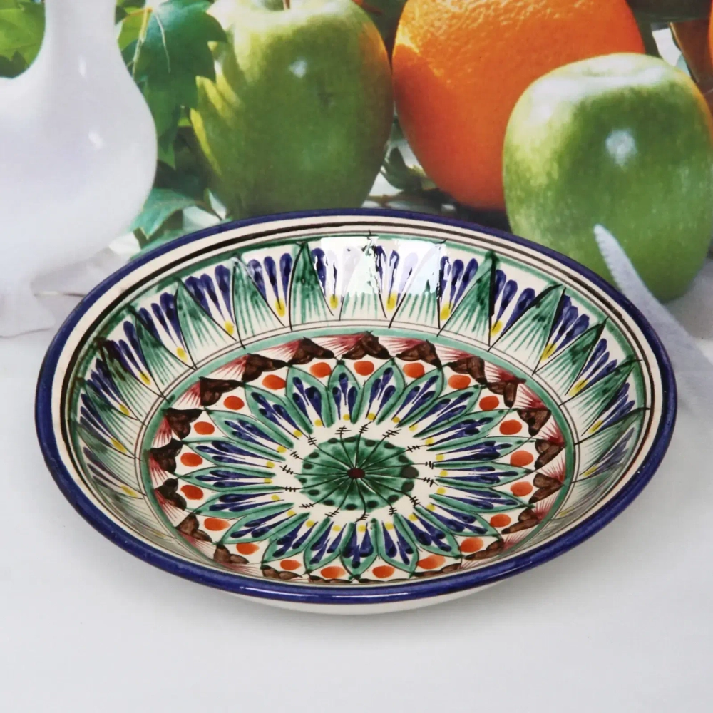 Тарелка плоская 19см синяя Риштанская Керамика