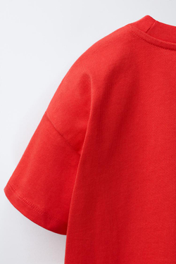 ZARA ФУТБОЛКА С ВЫШИВКОЙ, КРАСНЫЙ