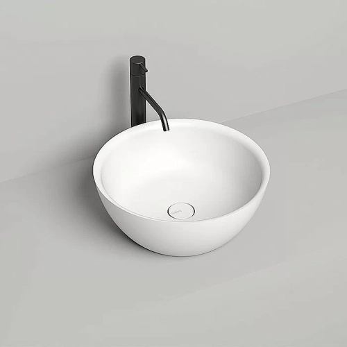 Раковина накладная Salini ALDA 02 1102110G 42.5 из искусственного камня S-Sense, белая глянцевая