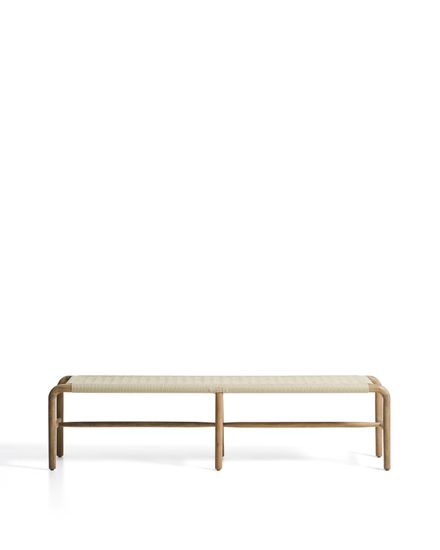 Скамейка Alipa из массива акации и веревки кремового цвета