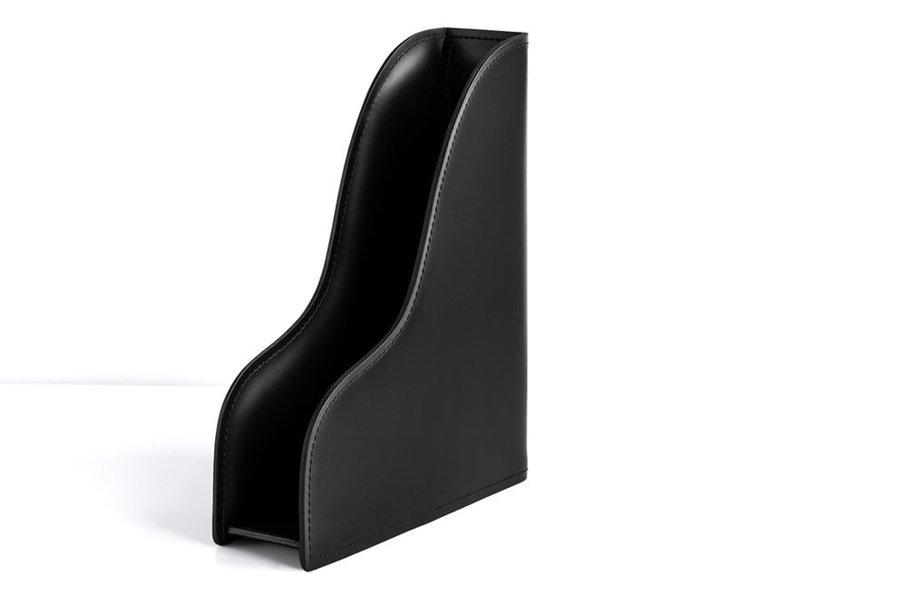 Лоток А4 вертикальный БИЗНЕС из кожи цвет ЧЕРНЫЙ