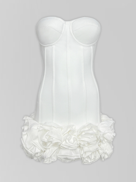 Платье-бандаж 014449 с чашечками и юбкой из роз