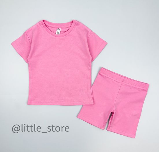 Комплект хлопковый с велосипедками, Розовый