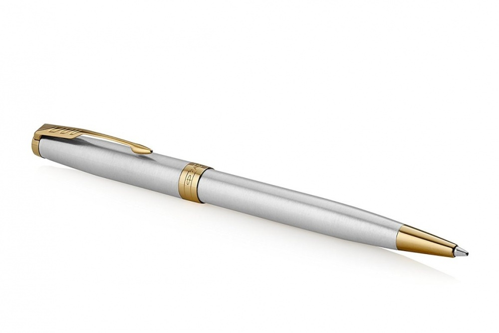 Шариковая ручка Parker Sonnet Stainless Steel GT 1931507, стержень: M, цвет чернил: black , в подарочной упаковке