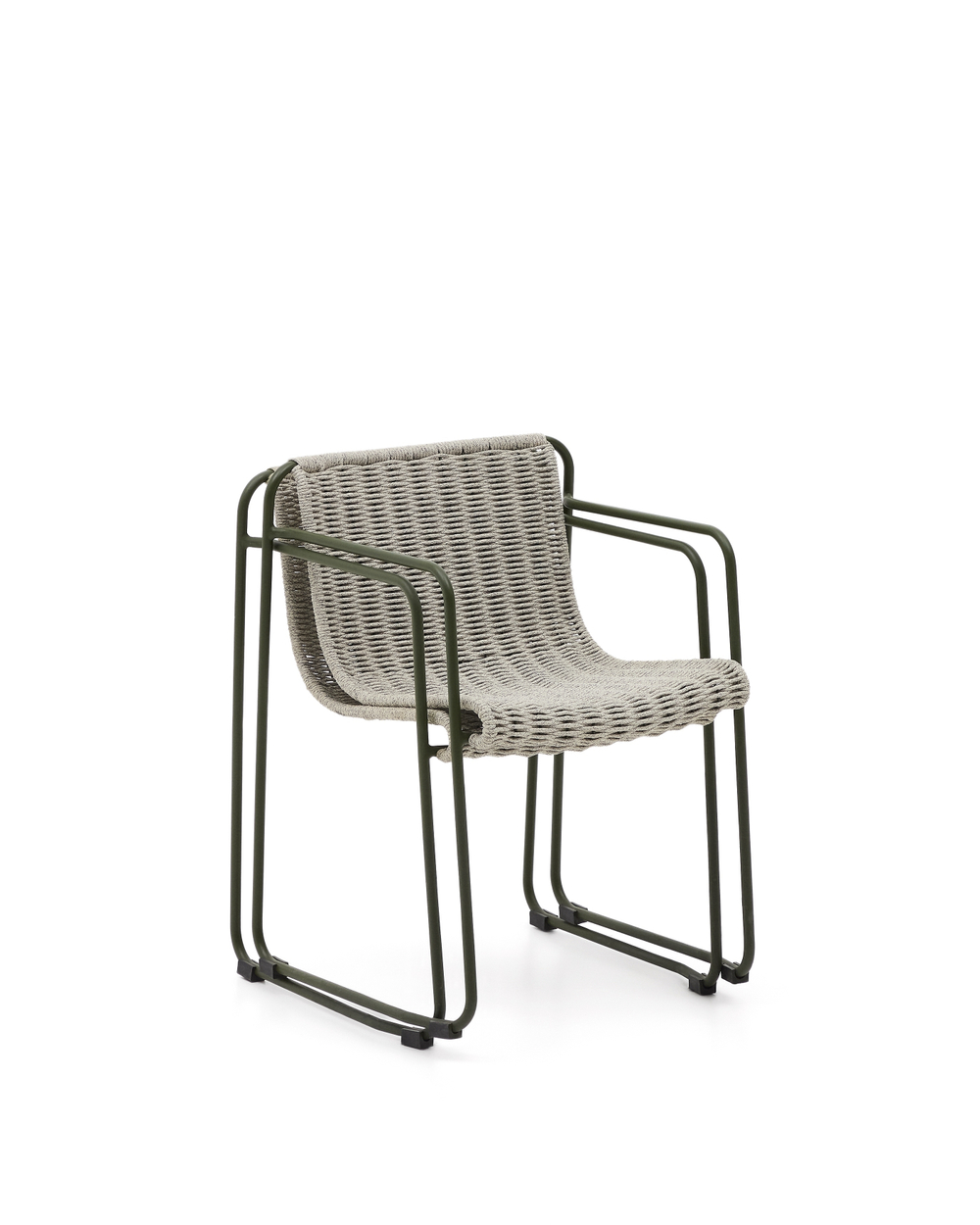 Стул Maurina из оцинкованной стали зеленого цвета и экрю и серым шнуром