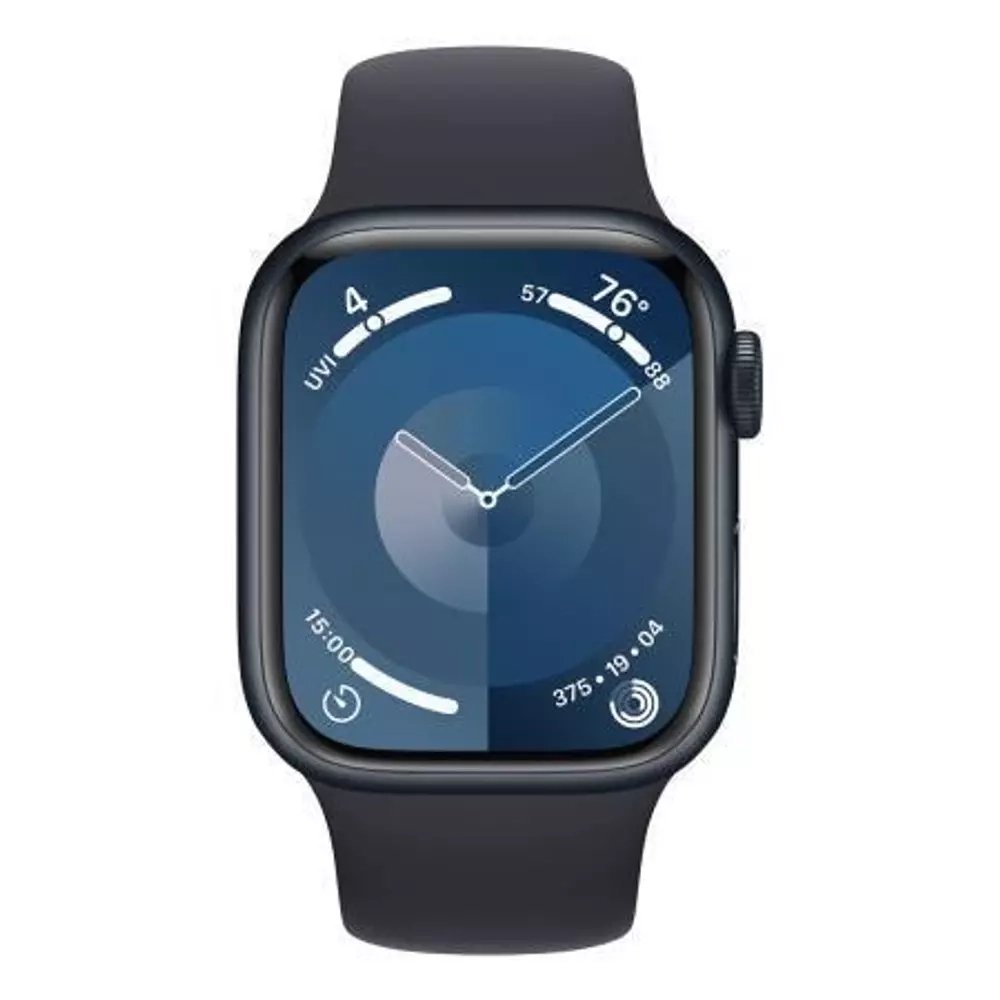Apple Watch Series 9, 41 мм, из алюминия цвета «тёмная ночь», спортивный ремешок