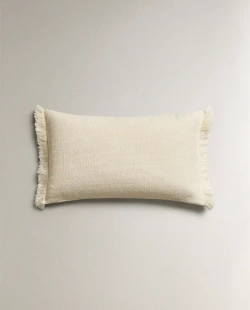ZARA HOME НАВОЛОЧКА ДЛЯ ДЕКОРАТИВНОЙ ПОДУШКИ С БАХРОМОЙ, ЭКРЮ