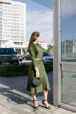 Трикотажное платье 3032АЕ, Болотный #66Б053032АЕ