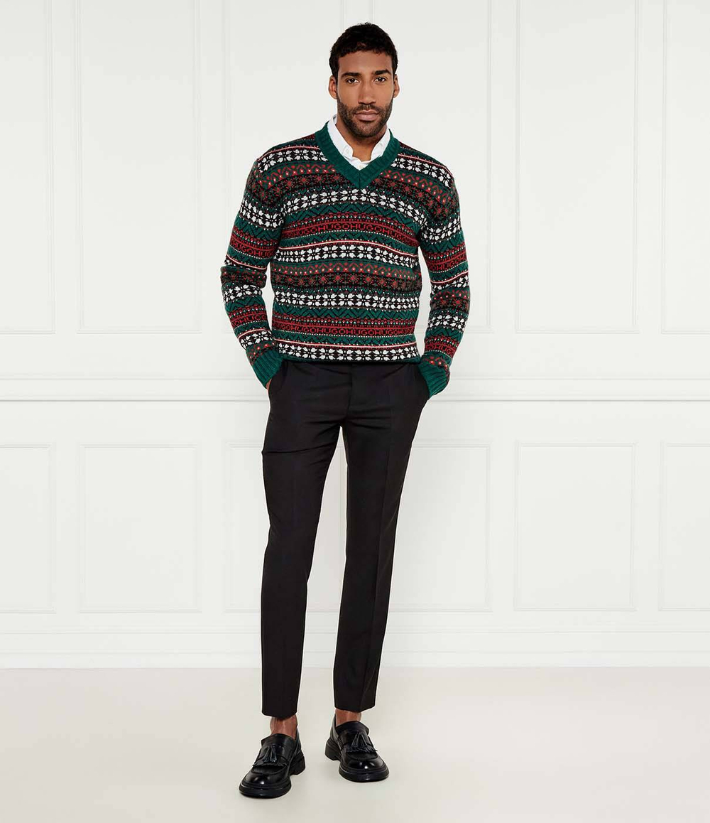 Шерстяной свитер Sissoh HUGO - зеленый(50524563)