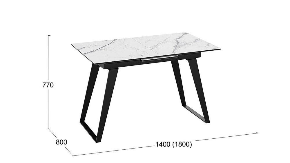 Стол кухонный обеденный раздвижной Черный муар/Стекло глянцевое черный мрамор 140(180)х80х77 см
