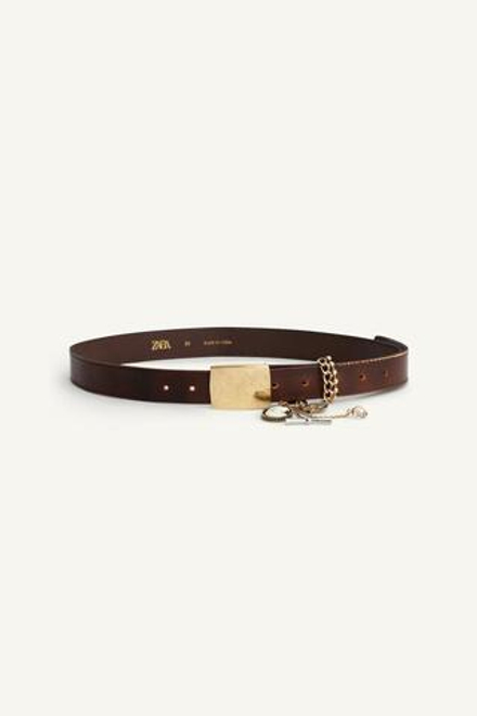 ZARA КОЖАНЫЙ РЕМЕНЬ, КОРИЧНЕВЫЙ