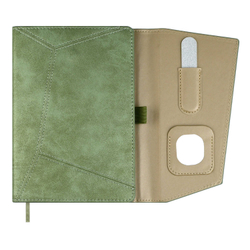 Ежедневник недатированный ESCALADA, А5, 120 л., арт. 70606/ 15 СПИЛОК МЕТАЛЛИК ЗЕЛЁНЫЙ (кожзам: 146x211 мм, твёрдый переплёт, запаянный край, материал обложки: искусственная кожа "Спилок металлик"; способ крепления блока: ниткошвейный; вн. блок: 120
