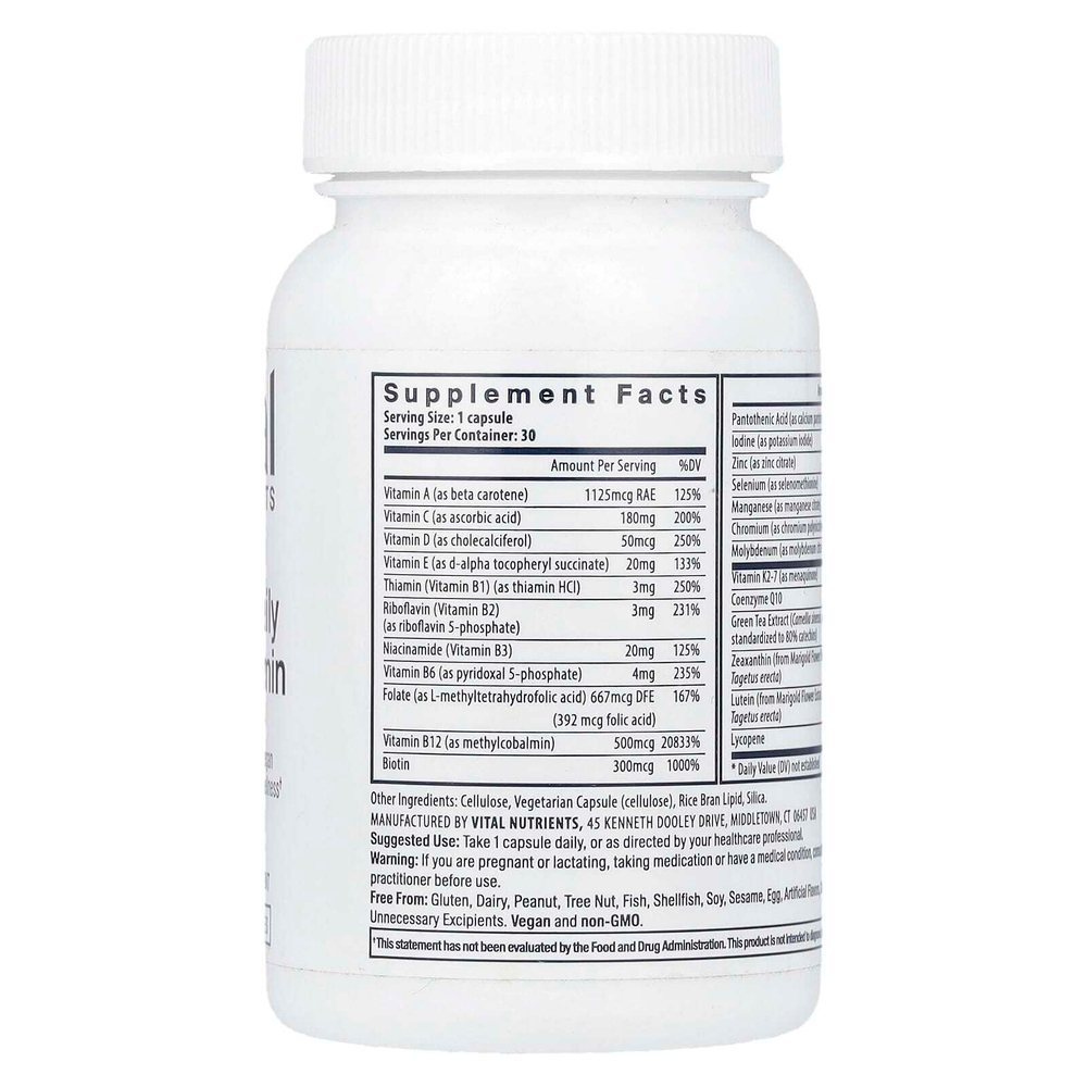 Vital Nutrients, Мультивитамины для приема один раз в день, 30 веганских капсул