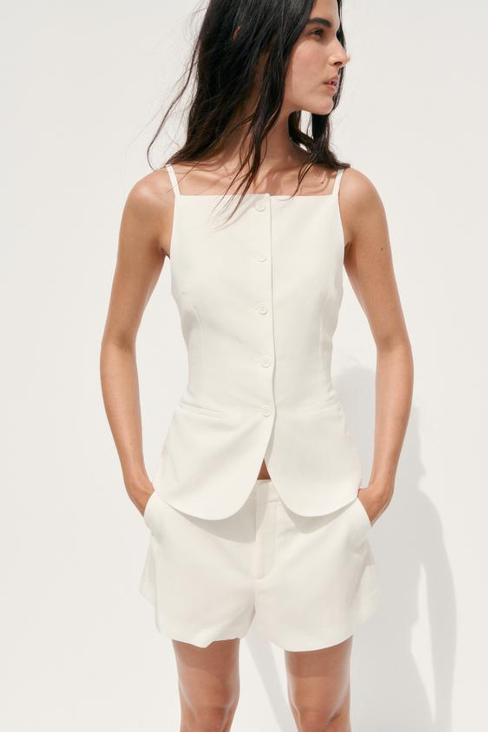 ZARA МИНИ-ШОРТЫ, ЭКРЮ