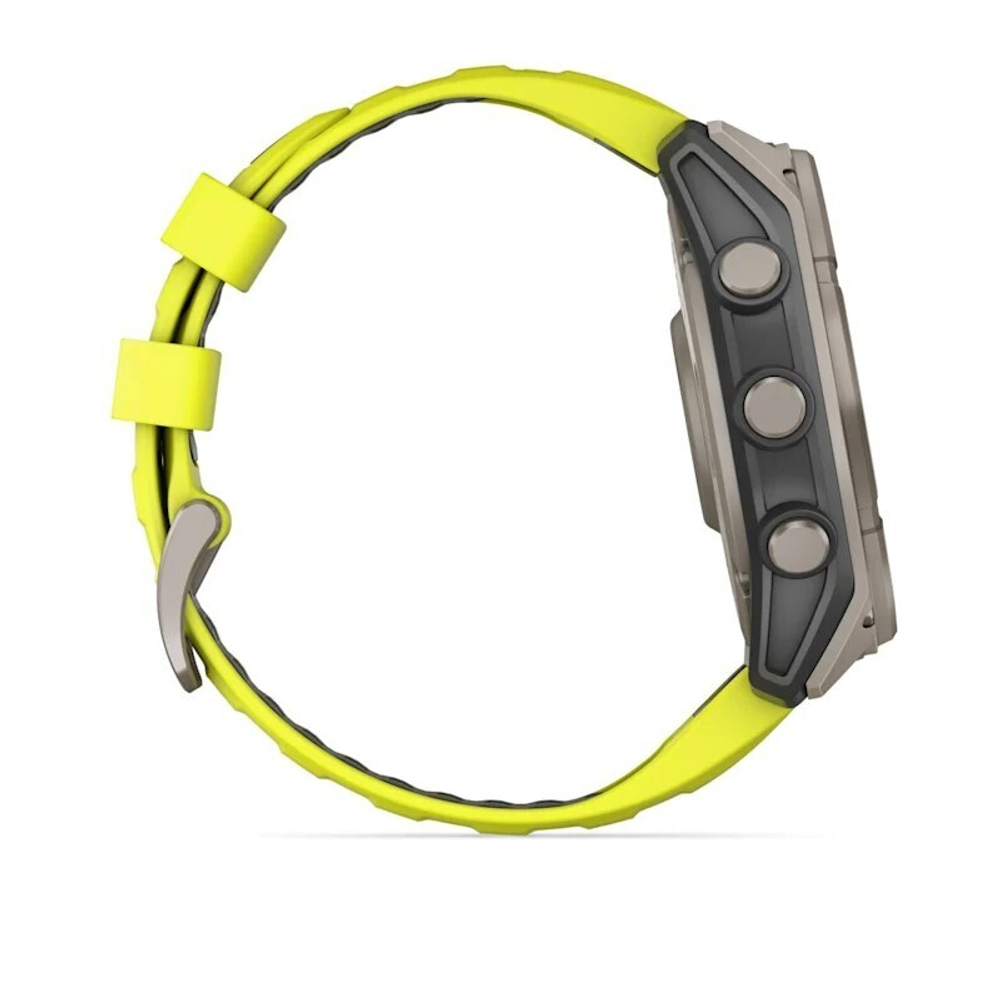 Умные часы Garmin Fenix 8, 51 мм, Solar, Sapphire Titanium with AMP yellow/graphite silicone band