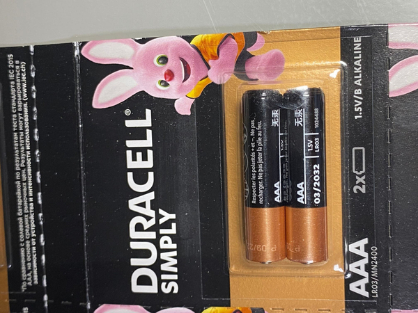 Элемент питания DURACELL LR03 SIMPLY BL2/20