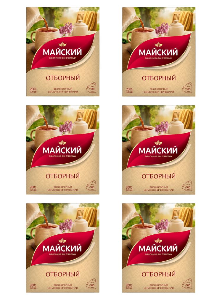 Чай черный Майский Отборный в пакетиках 100 шт x 6 уп