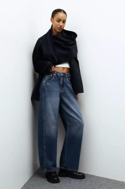 PULL&BEAR ДЖИНСЫ BALLOON, СИНИЙ