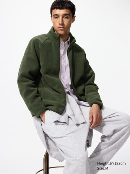 UNIQLO Флисовая куртка на молнии, оливковый