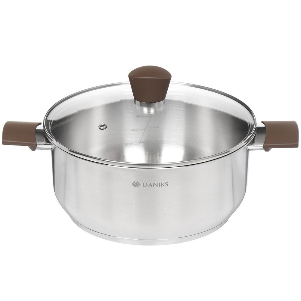 Набор посуды нерж, 6 пр, кастрюли 2.8,4.8 л, ковш 1.4 л, индукц, Daniks, Бруно, SD-A95-6