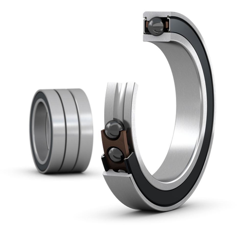 Matched set of three super-precision, high-speed E design, single row angular contact ball bearings with seals S71914 FE/HCP4ATGA