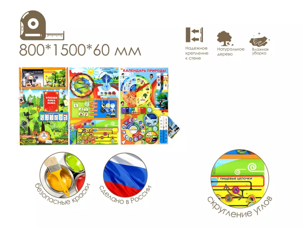 Комплект дидактических настенных панелей, бизибордов Основы экологического воспитания. Серия Экологическое воспитание