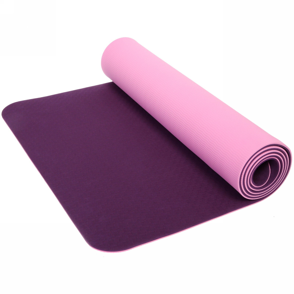 Коврик для йоги 6мм 61*183 см «Гармония» 2х сторонний, фиолетовый/розовый