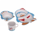 Набор детской посуды из бамбука 5 предметов «Пингвин в шляпке»
