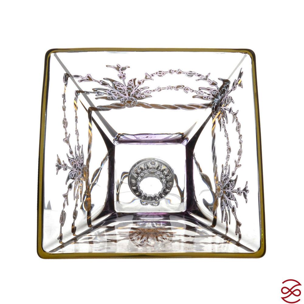 Конфетница на ножке с крышкой TIMON Violet/Gold 28*17см