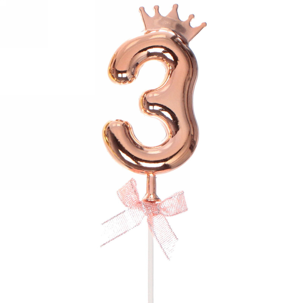 Топпер Цифра Королевский вечер «3» 22 см , микс