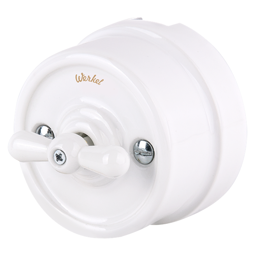 Переключатель / выключатель одноклавишный (белый) Ретро