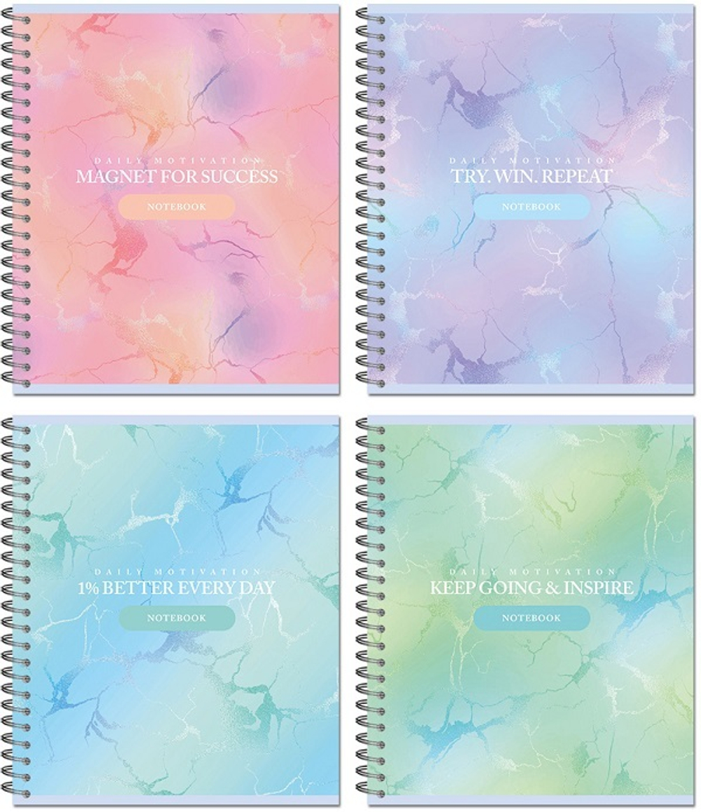 Тетрадь 170х203, 48 л. Гребень, SHINY OFFICE ,190г, 4+0+сплошной УФ-лак, 4 диз