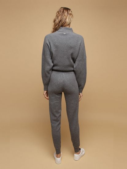 Женские брюки темно-серого цвета из 100% кашемира - фото 4