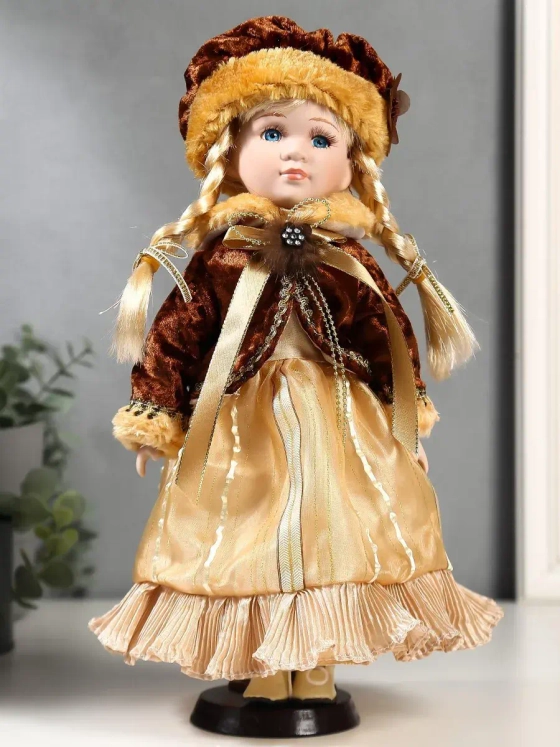 Кукла керамическая фарфоровая Лида в платье 30 см